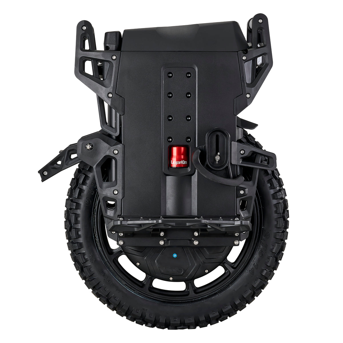 LeaperKim Lynx S electric unicycle side view showing suspension and knobby tyre