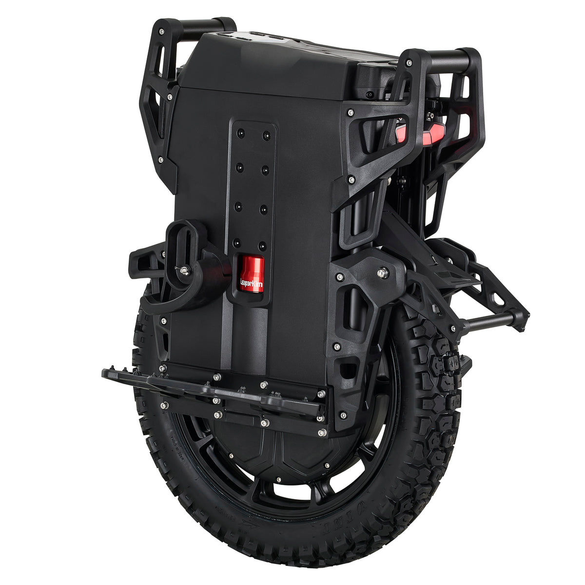 LeaperKim Lynx S electric unicycle rear three-quarter view with tail light and pedals