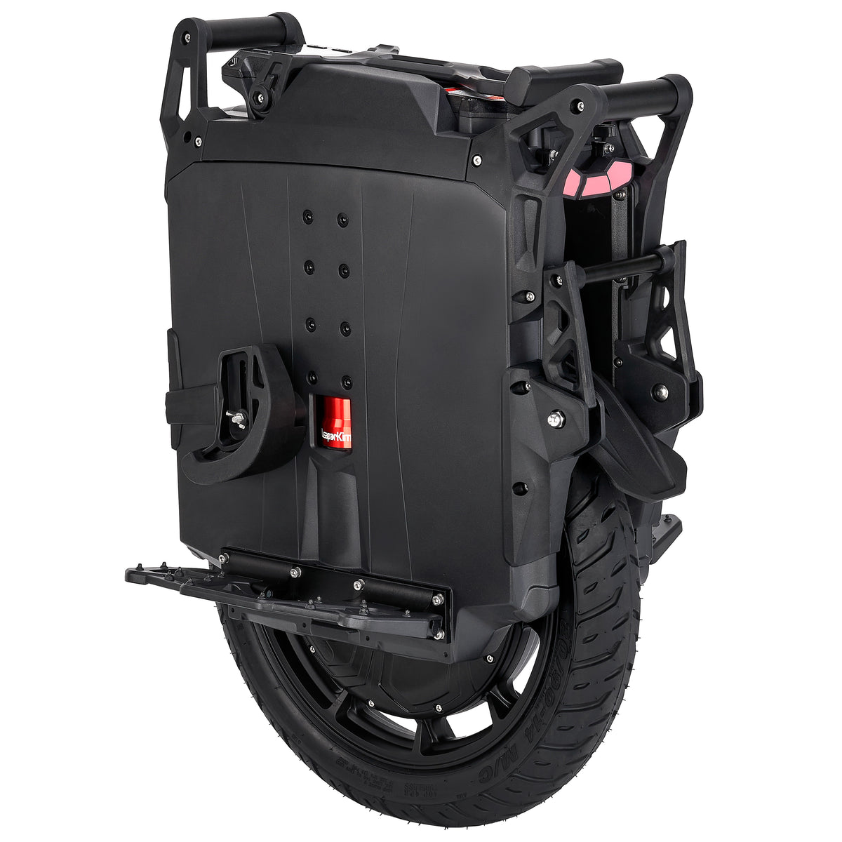 LeaperKim Sherman P electric unicycle, rear three-quarter view showing the tail light and mudguard