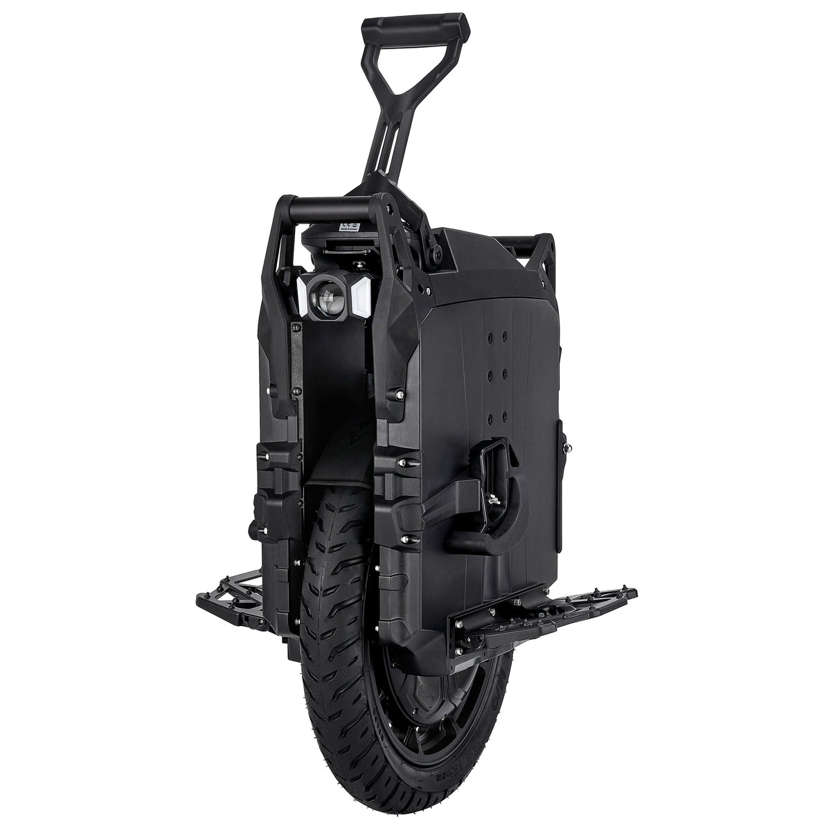 LeaperKim Sherman P electric unicycle with the trolley handle raised